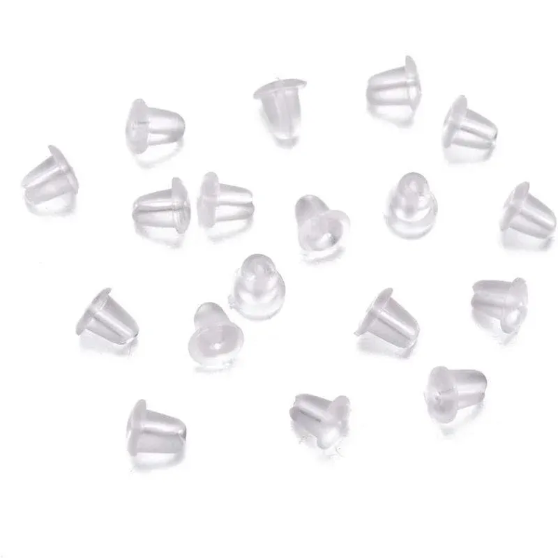 200 Rubber Earnuts Earring Nuts Findings Earring Backs Clear Plastic Dewsupplies view 2