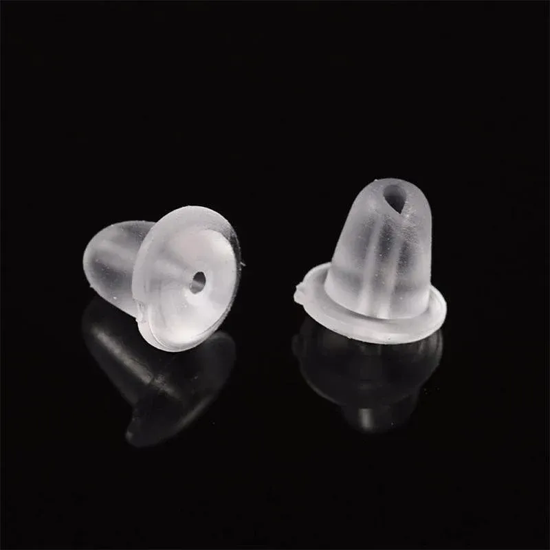 200 Rubber Earnuts Earring Nuts Findings Earring Backs Clear Plastic Dewsupplies view 3