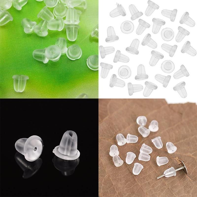 200 Rubber Earnuts Earring Nuts Findings Earring Backs Clear Plastic Dewsupplies view 4