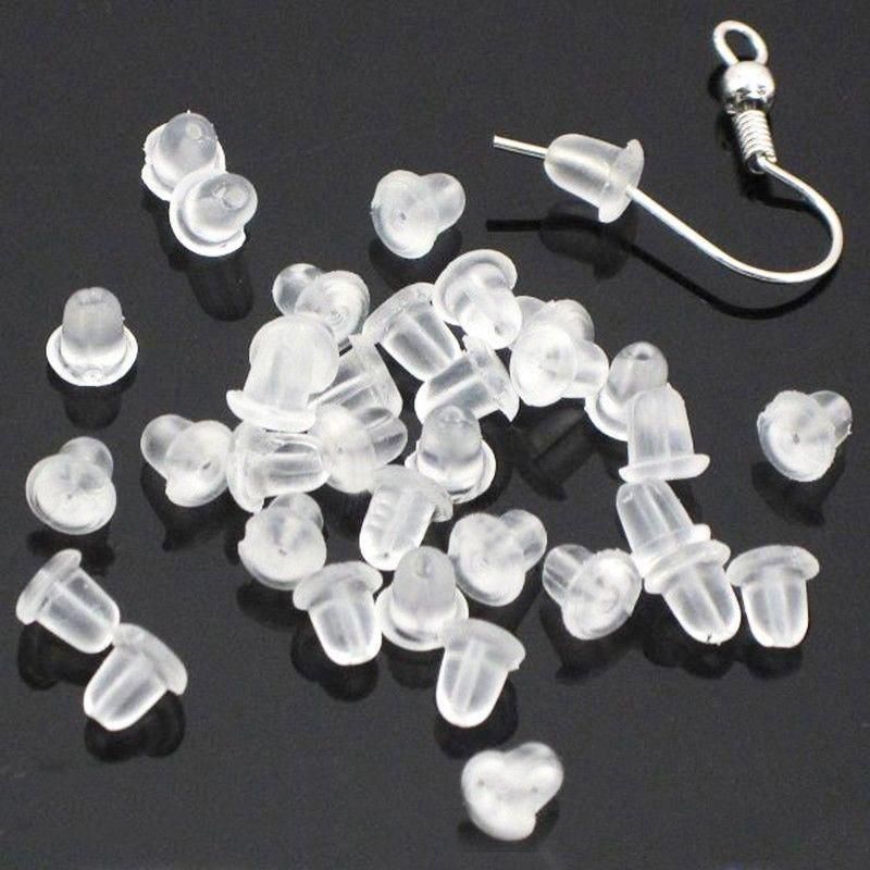 200 Rubber Earnuts Earring Nuts Findings Earring Backs Clear Plastic Dewsupplies view 5