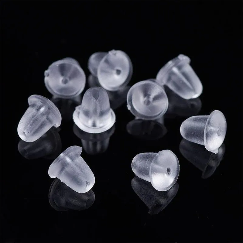 200 Rubber Earnuts Earring Nuts Findings Earring Backs Clear Plastic Dewsupplies view 7