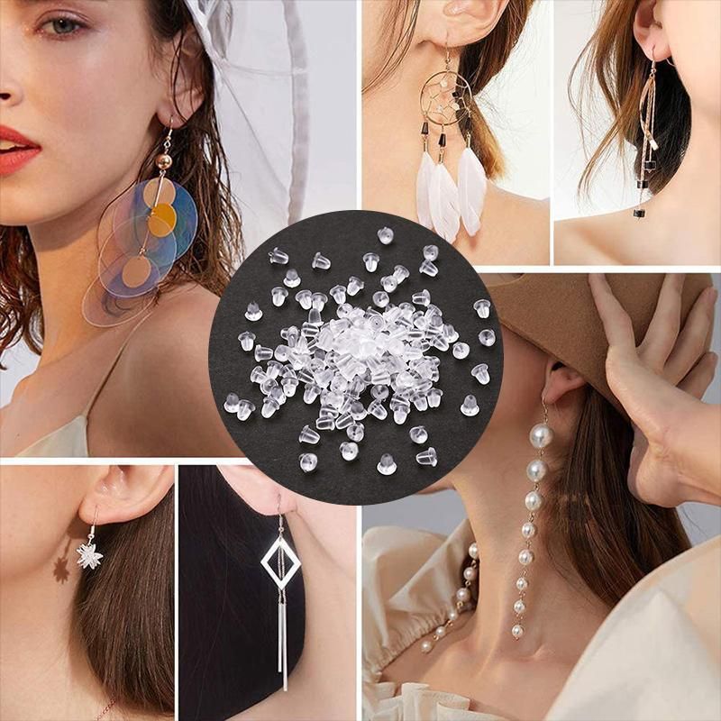 200 Rubber Earnuts Earring Nuts Findings Earring Backs Clear Plastic Dewsupplies view 9