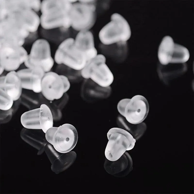 200 Rubber Earnuts Earring Nuts Findings Earring Backs Clear Plastic Dewsupplies view 10