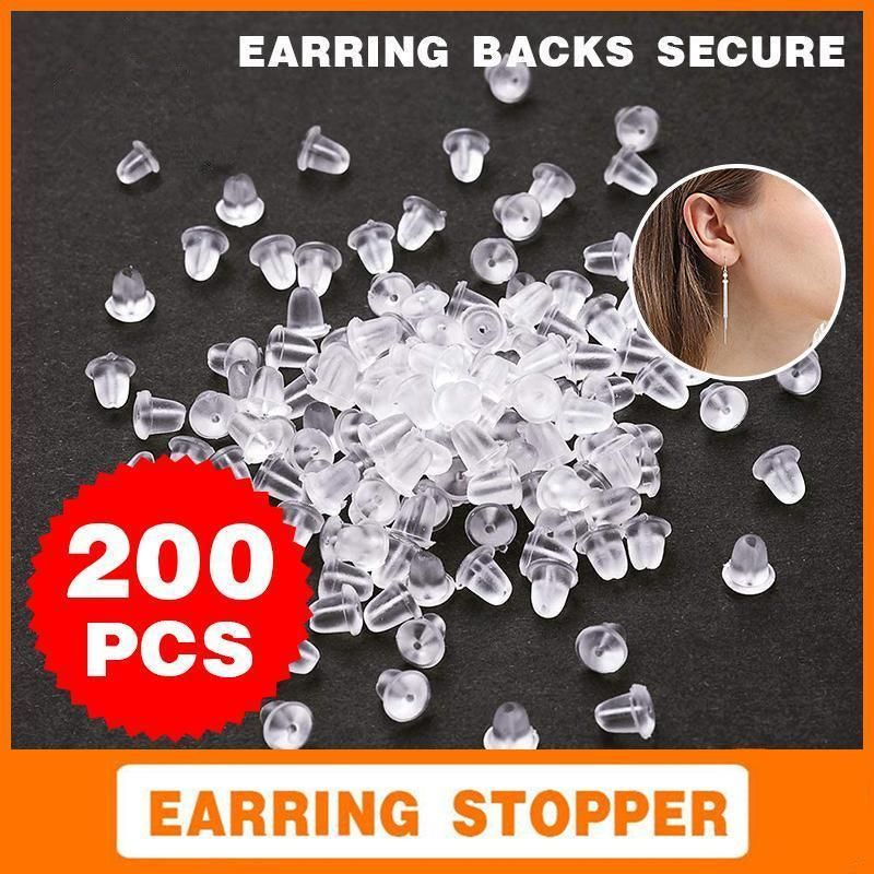 200 Rubber Earnuts Earring Nuts Findings Earring Backs Clear Plastic Dewsupplies view 12