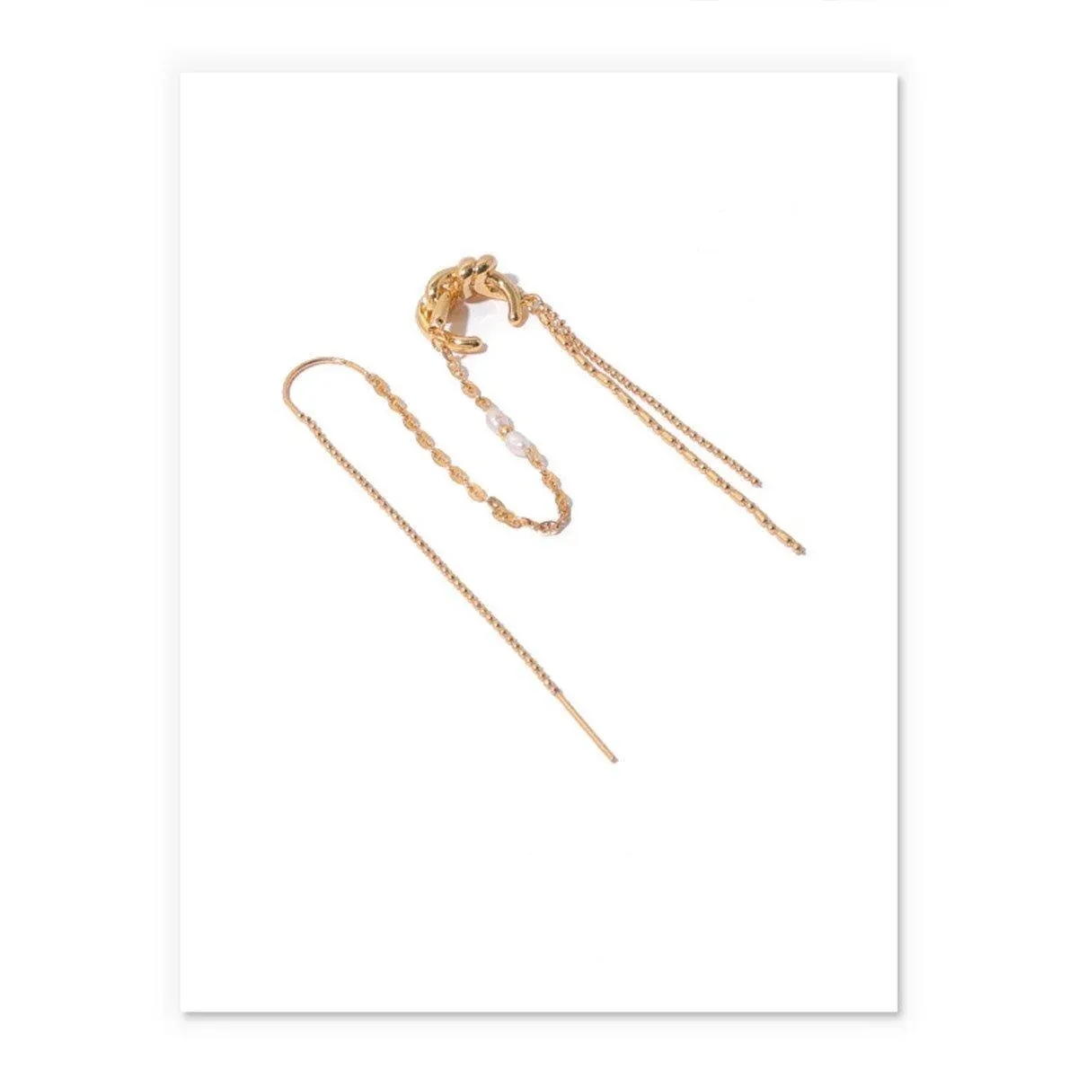 One Piece Earrings Pearl Ear Wire Wrap Design Ear Bone Cuff Clip For Women view 10