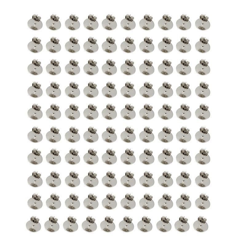 50/100/200PCS Earring Stud Posts Pads+Nut Backs Silvery Surgical Steel DIY view 12