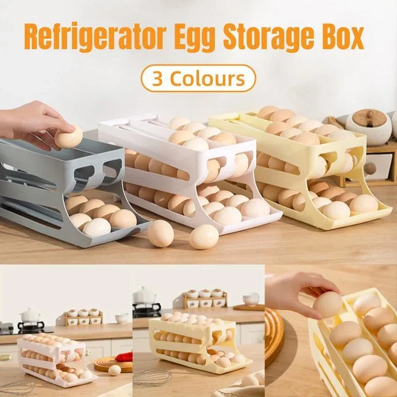 Sliding Egg Carton Refrigerator Storage for Kitchen Egg Holder and Organizer view 2
