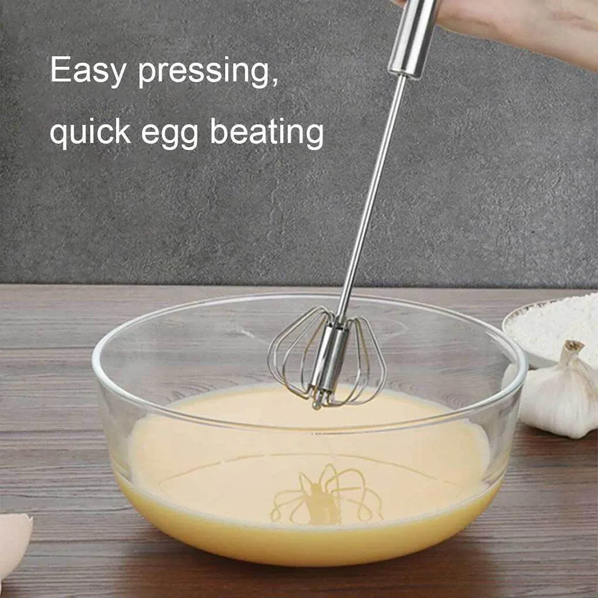 Stainless Steel Semi-Automatic Egg Beater Hand Pressed Kitchen Baking Tool view 6