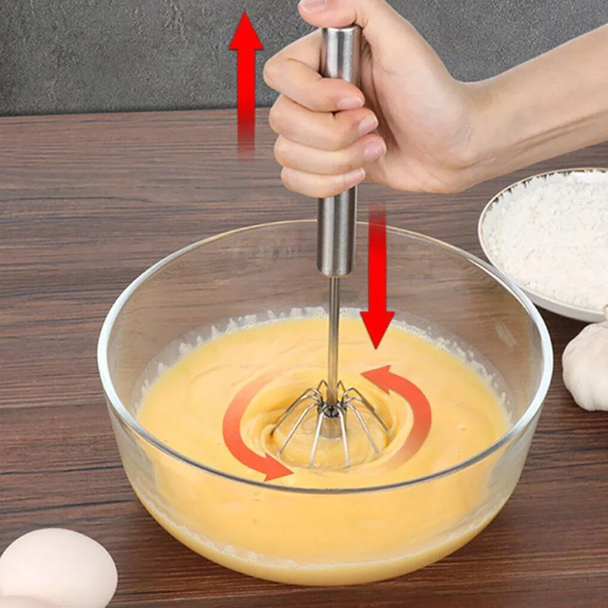 Stainless Steel Semi-Automatic Egg Beater Hand Pressed Kitchen Baking Tool view 9