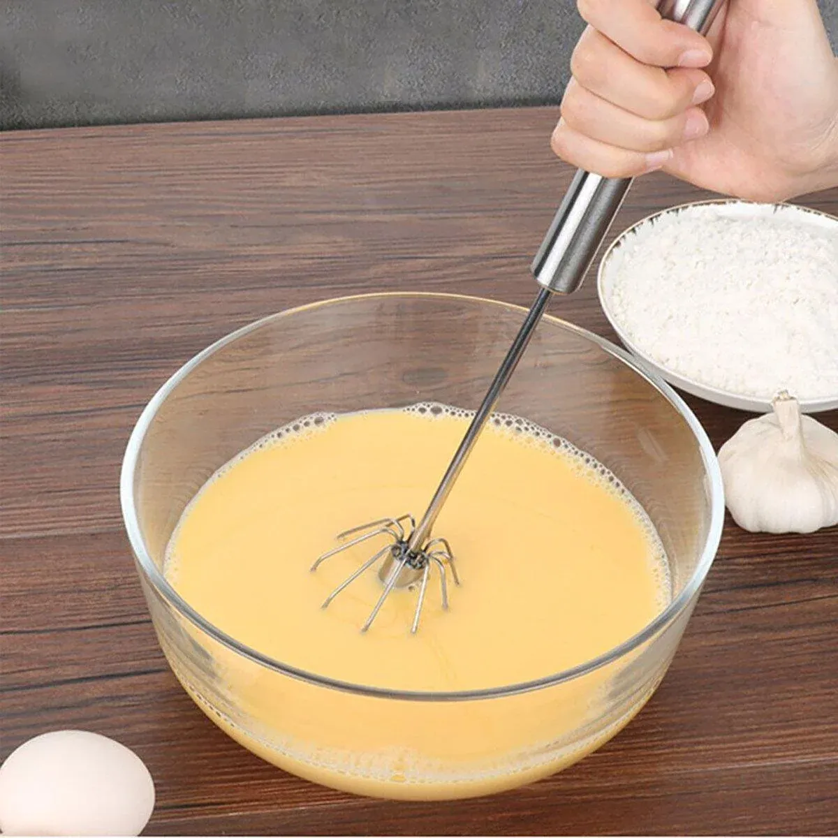 Stainless Steel Semi-Automatic Egg Beater Hand Pressed Kitchen Baking Tool view 13