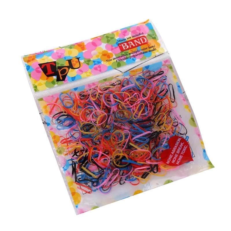 400pcs Small Elastic Rubber Band Hair Ties Multi Colour Black Ponytail Holders