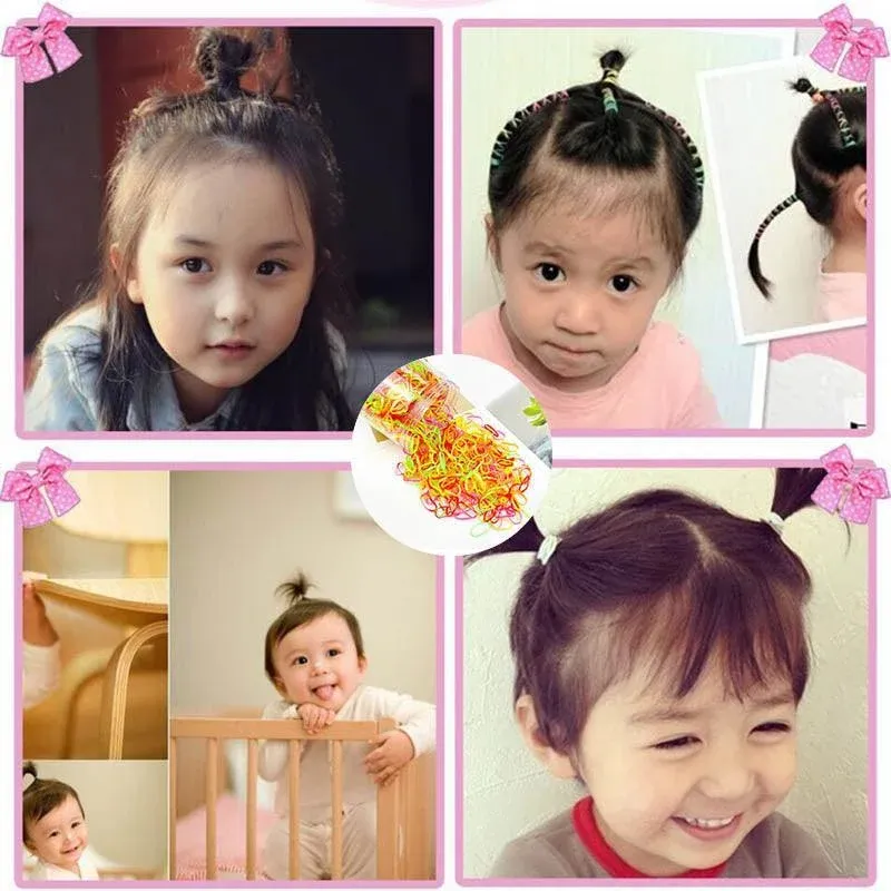 400pcs Small Elastic Rubber Band Hair Ties Multi Colour Black Ponytail Holders view 4