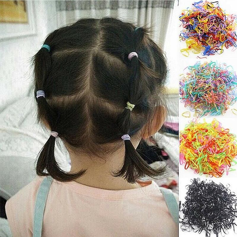 400pcs Small Elastic Rubber Band Hair Ties Multi Colour Black Ponytail Holders view 7