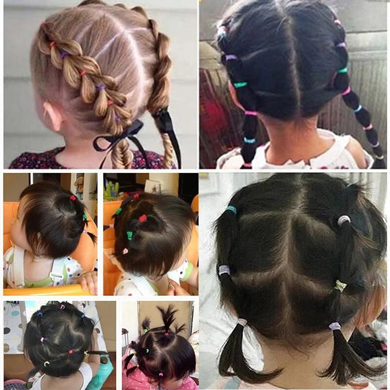 400pcs Small Elastic Rubber Band Hair Ties Multi Colour Black Ponytail Holders view 8