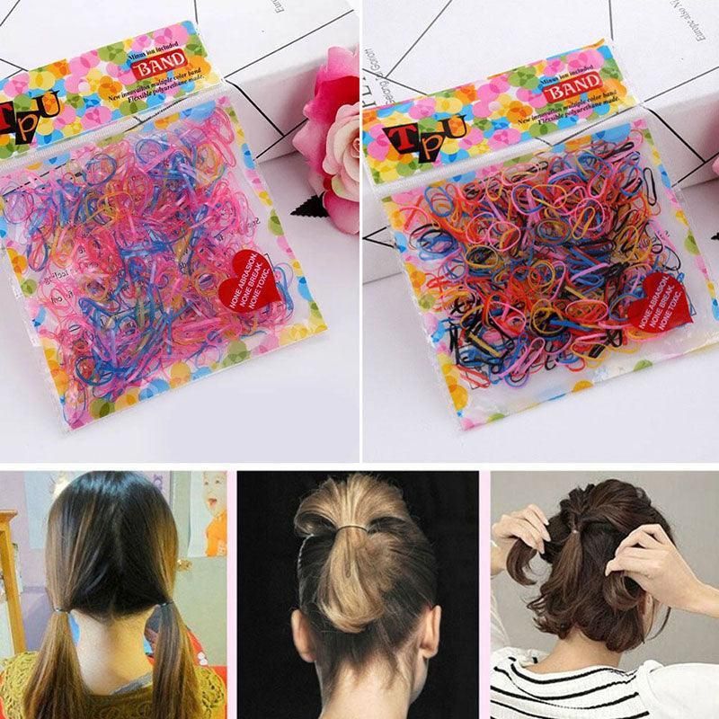 400pcs Small Elastic Rubber Band Hair Ties Multi Colour Black Ponytail Holders view 9