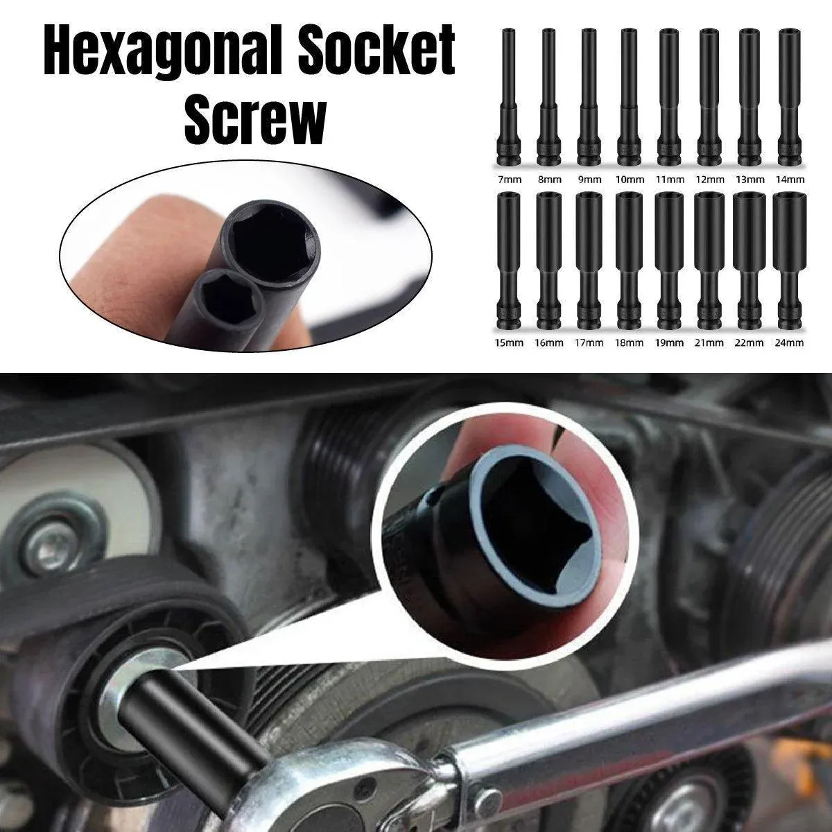Hexagonal Socket Adapter Set for Electric Impact Wrench Power Drill Socket view 2
