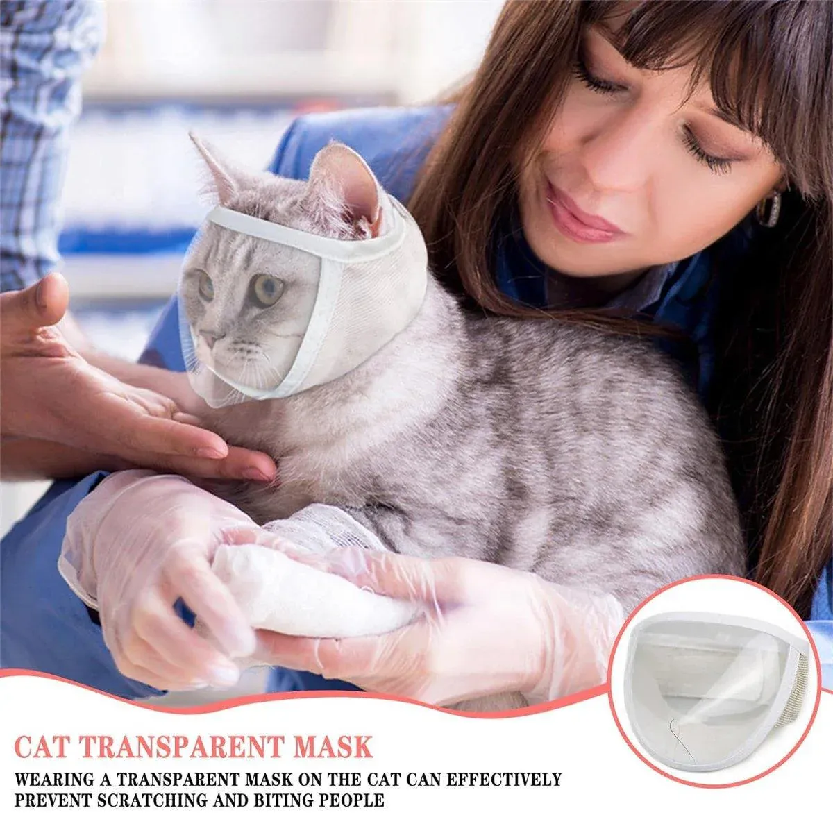 Breathable Pet Headgear Clear Cat Dog Mask Anti Bite Scratch Protective Gear - M view 11