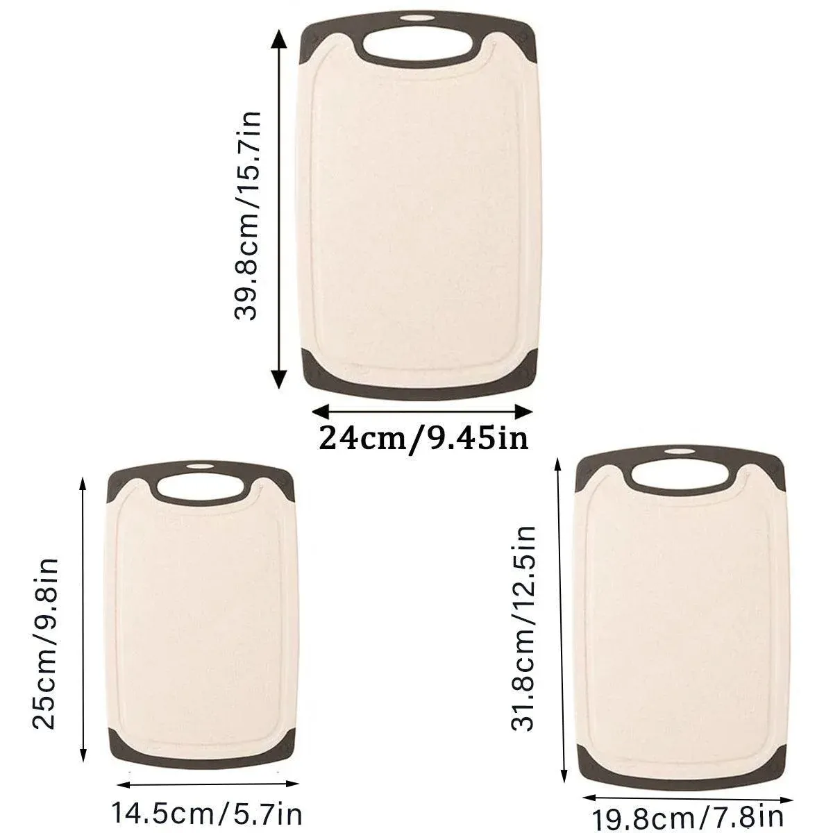 3PCS Wheat Straw Cutting Board Kitchen Chopping Board for Vegetables Meat Fruit view 3