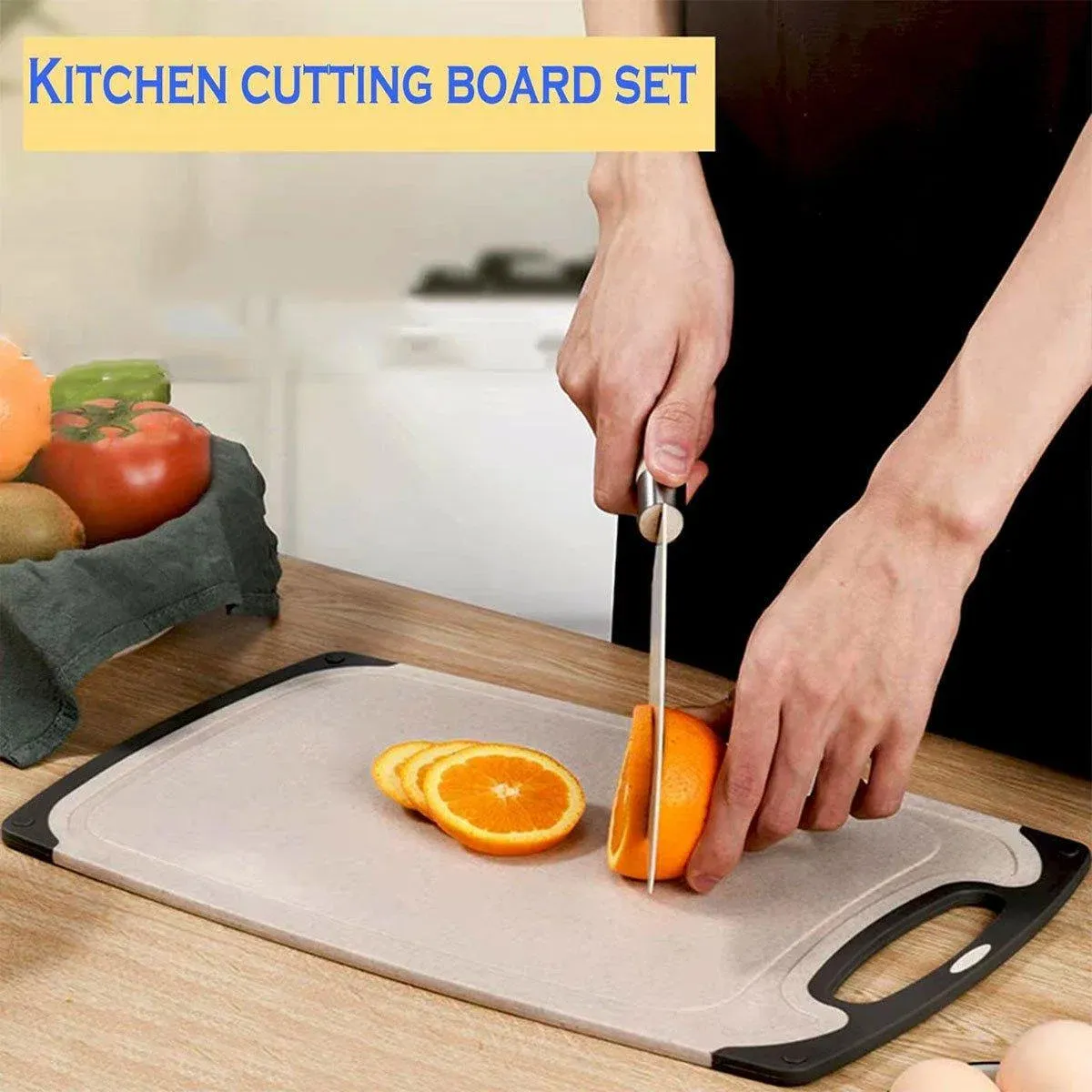 3PCS Wheat Straw Cutting Board Kitchen Chopping Board for Vegetables Meat Fruit view 9