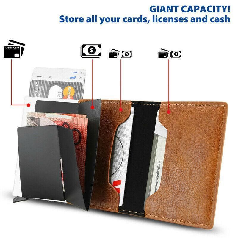 RFID Blocking Leather Card Wallet with Money Clip for Men Credit Holder - Yellow view 10