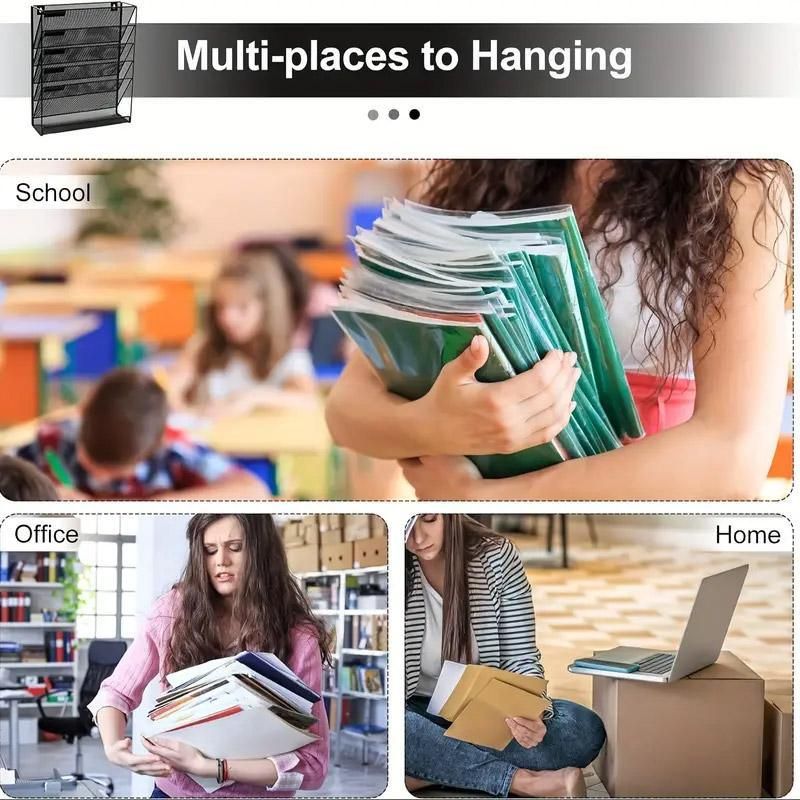 5 Tier Iron File Organiser Desktop File Management Shelf for Office Storage Desk view 8