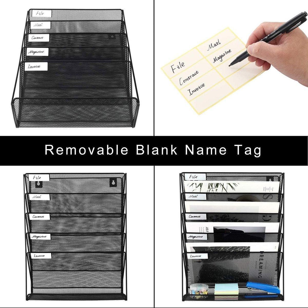 5 Tier Iron File Organiser Desktop File Management Shelf for Office Storage Desk view 9