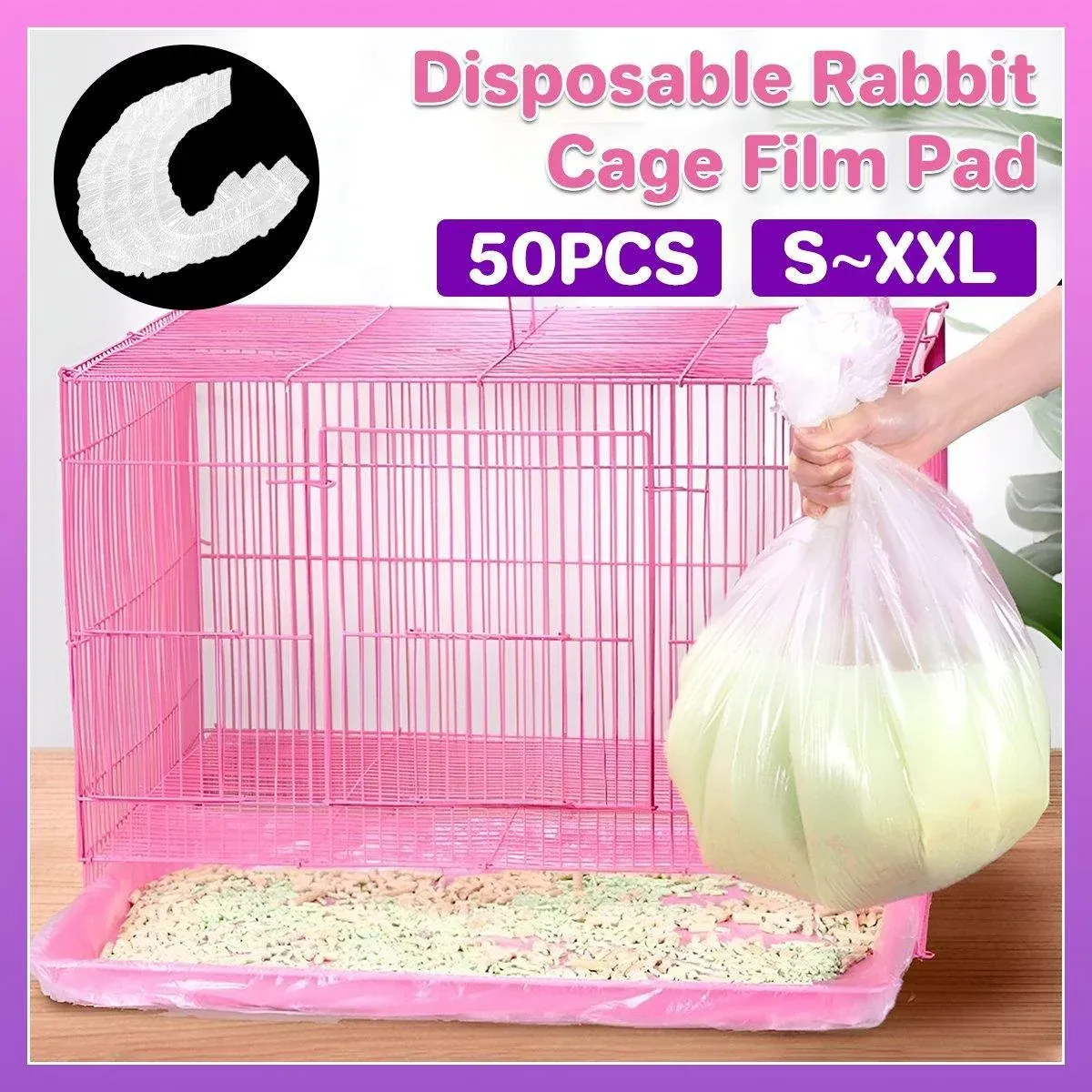 50Pcs Rabbit Cage Liners Disposable Plastic Mat Films Hamster Cage Cleaning view 2