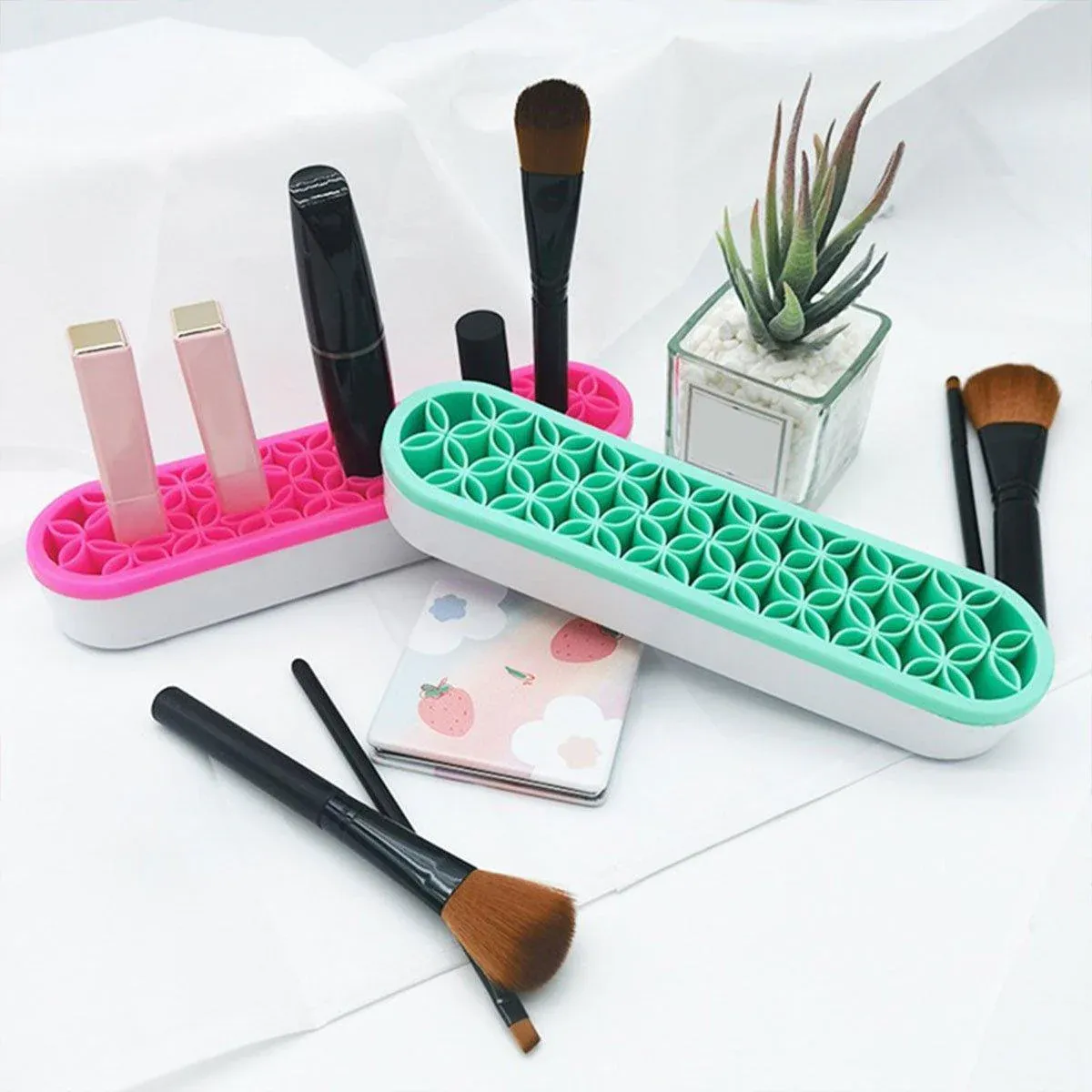 Silicone Makeup Organizer Cosmetic Storage Box Lipstick Brush Holder Desktop view 10