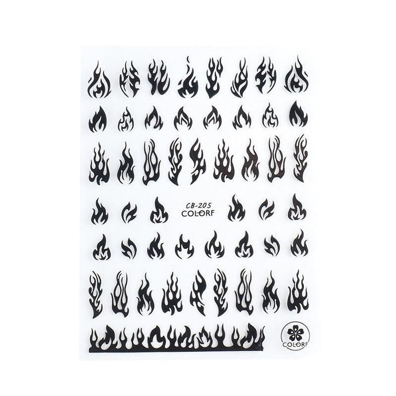 3D Flame Nail Stickers Fire Design Manicure Decals Self Adhesive Nail Art