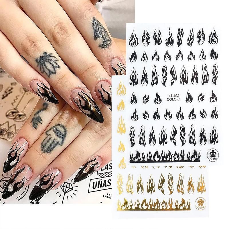 3D Flame Nail Stickers Fire Design Manicure Decals Self Adhesive Nail Art view 10