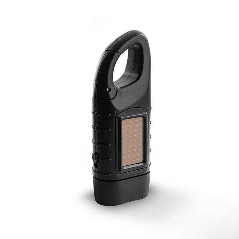 Hand Crank Solar Powered Rechargeable Led Camping Emergency Flashlight - Black — image 1