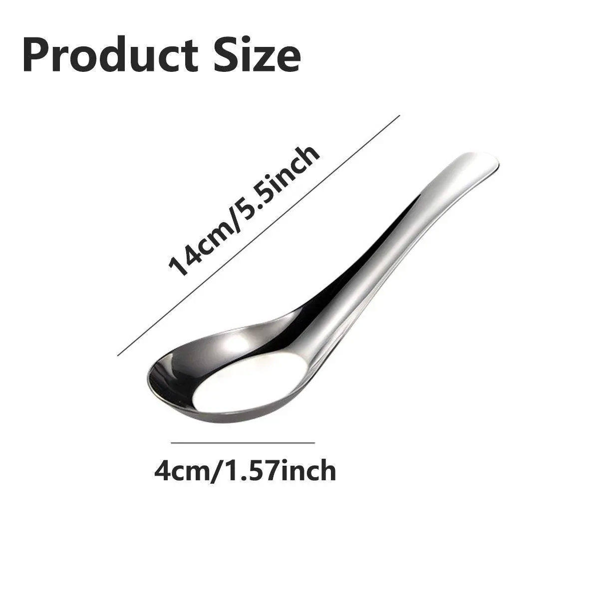 10pcs Stainless Steel Flat Bottom Spoon Household Kitchen Dining Soup Spoon Set view 3