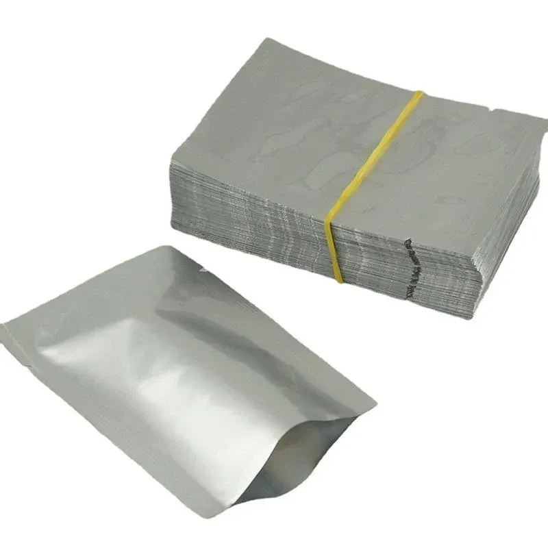 Silver Open Top Aluminum Foil Packaging Bags Heat Seal Vacuum Food Pouches — image 1