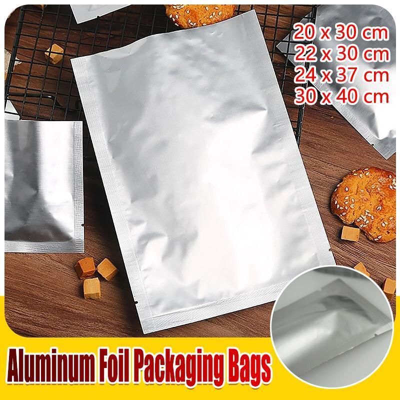 Silver Open Top Aluminum Foil Packaging Bags Heat Seal Vacuum Food Pouches view 14