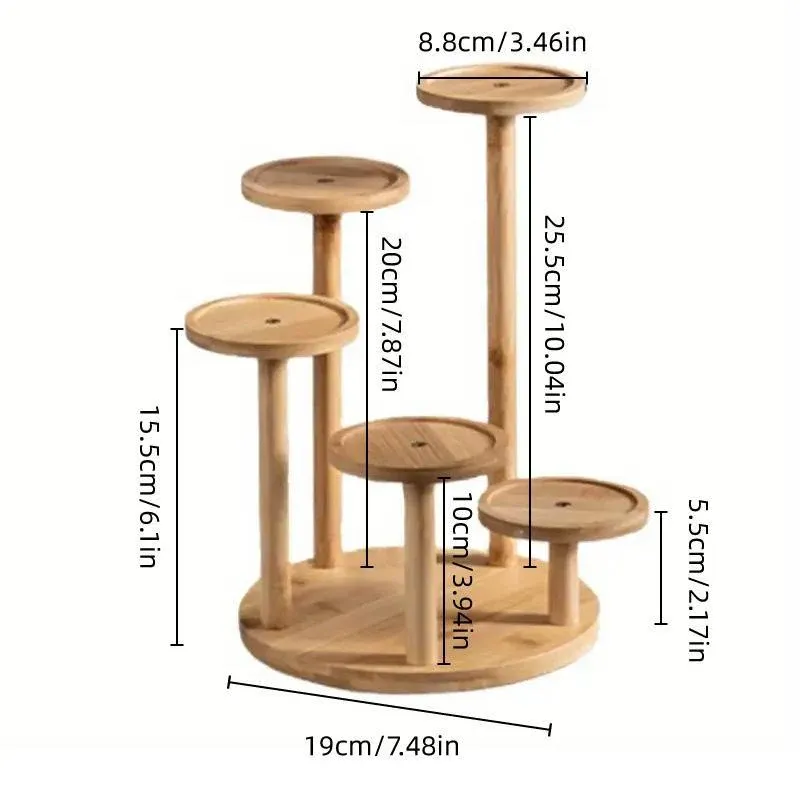 Round Tabletop Flower Stand Balcony Storage Shelf Display Rack Indoor Outdoor view 3