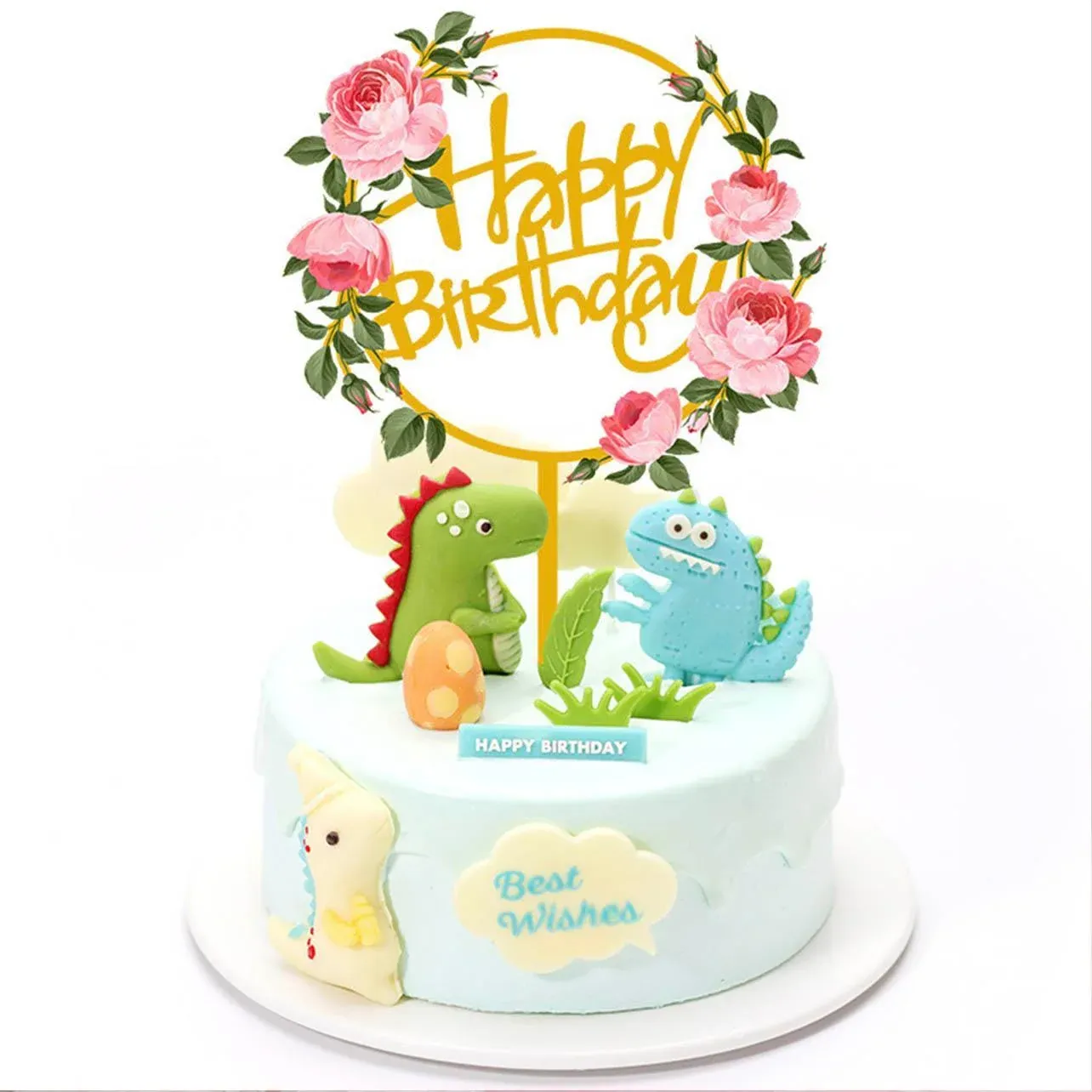 Happy Birthday Anniversary Wedding Cake Flowers Topper Acrylic Party view 3