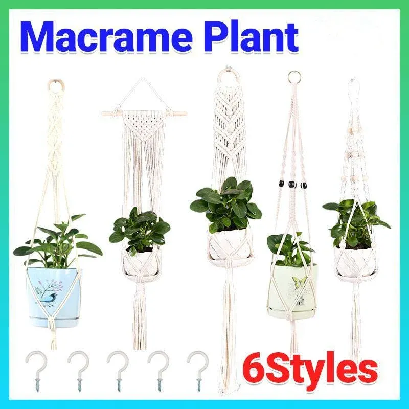 Macrame Plant Flower Pot Holder Hanger Hanging Planter Basket Hemp Rope view 2