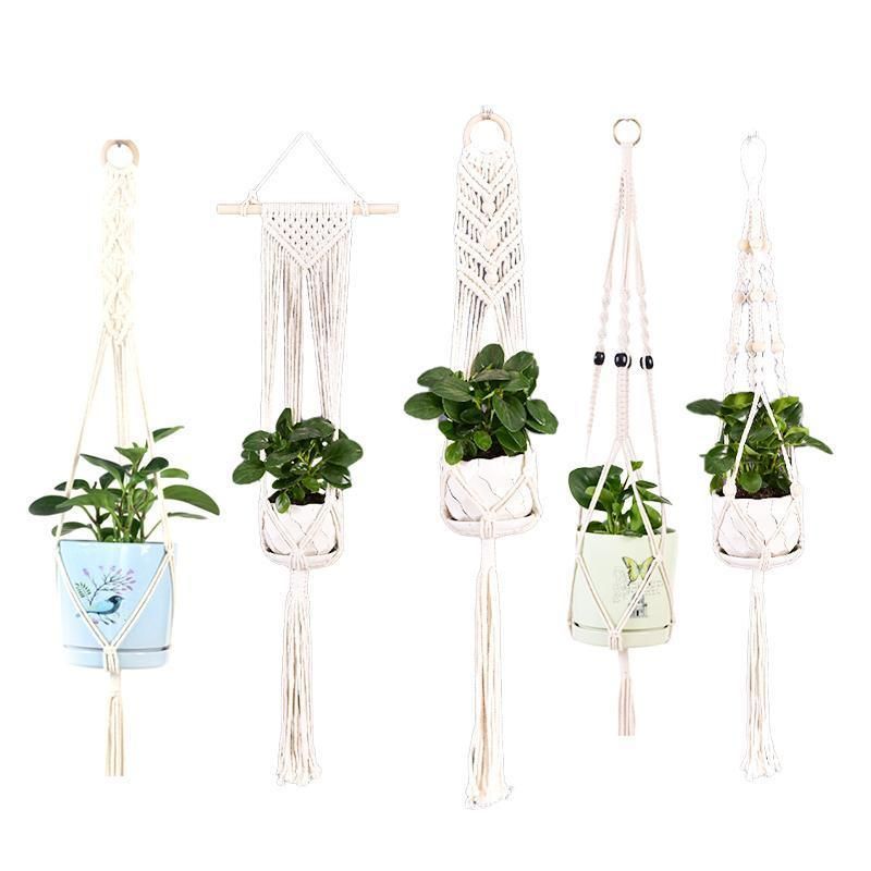 Macrame Plant Flower Pot Holder Hanger Hanging Planter Basket Hemp Rope view 3