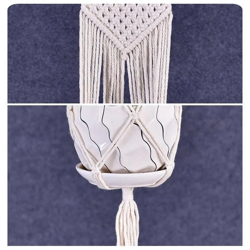 Macrame Plant Flower Pot Holder Hanger Hanging Planter Basket Hemp Rope view 9