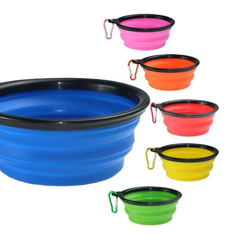 Collapsible Silicone Pet Bowl for Cat Dog Portable Food and Water Feeder - Black view 10