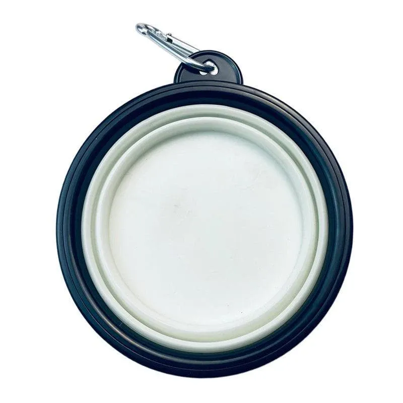 Collapsible Silicone Pet Bowl for Cat Dog Portable Food and Water Feeder - White