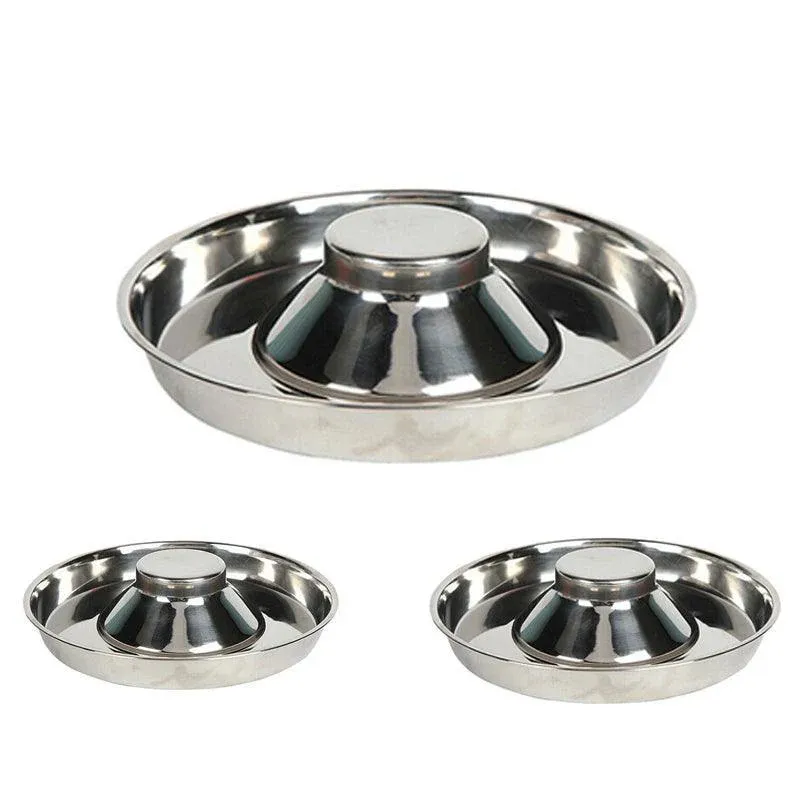 Stainless Steel Pet Bowl Slow Feeder Dish Puppy Dog Cat Food Feeding Weaning view 3