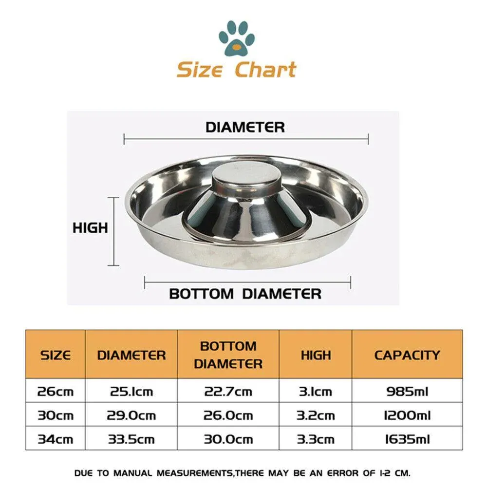 Stainless Steel Pet Bowl Slow Feeder Dish Puppy Dog Cat Food Feeding Weaning view 4