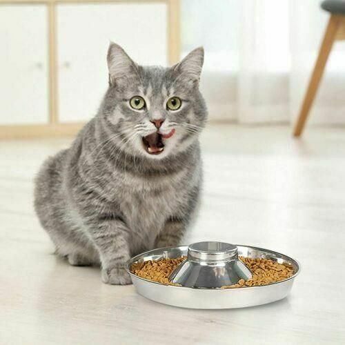 Stainless Steel Pet Bowl Slow Feeder Dish Puppy Dog Cat Food Feeding Weaning view 9
