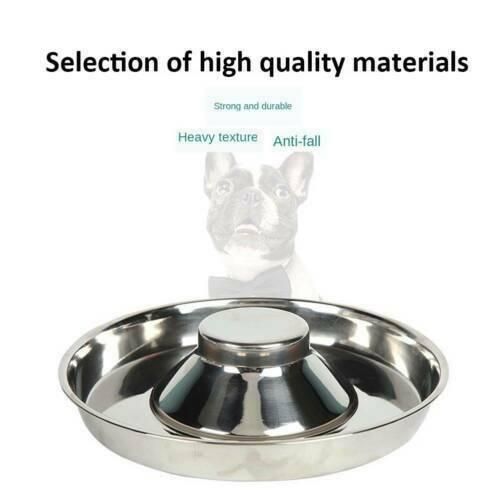 Stainless Steel Pet Bowl Slow Feeder Dish Puppy Dog Cat Food Feeding Weaning view 10