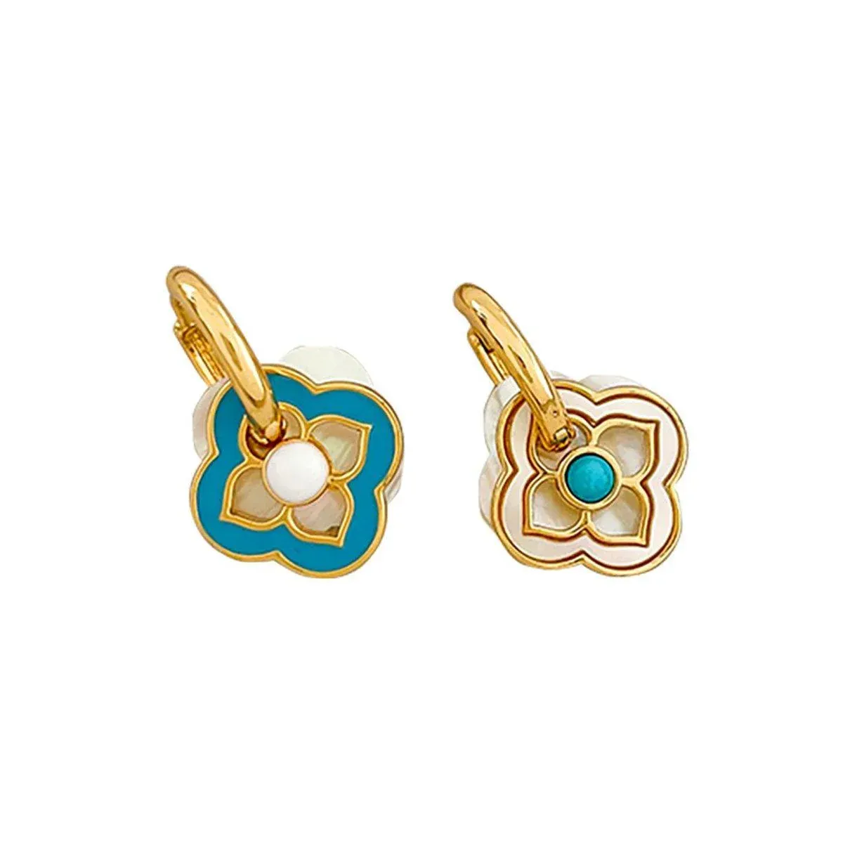 New Chinese Style Multi-Wear Natural Shell Four-Leaf Clover Earrings for Women view 2