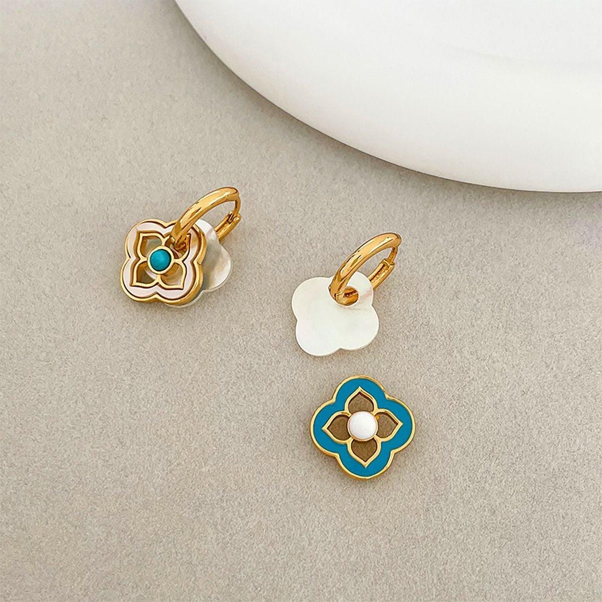 New Chinese Style Multi-Wear Natural Shell Four-Leaf Clover Earrings for Women view 5