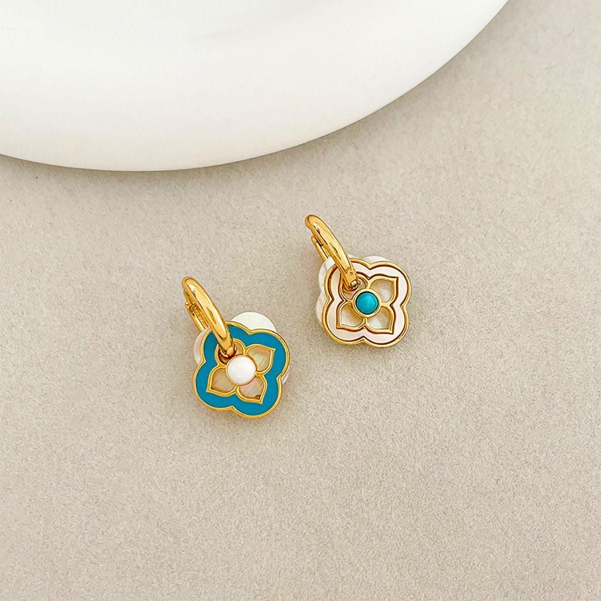 New Chinese Style Multi-Wear Natural Shell Four-Leaf Clover Earrings for Women view 7