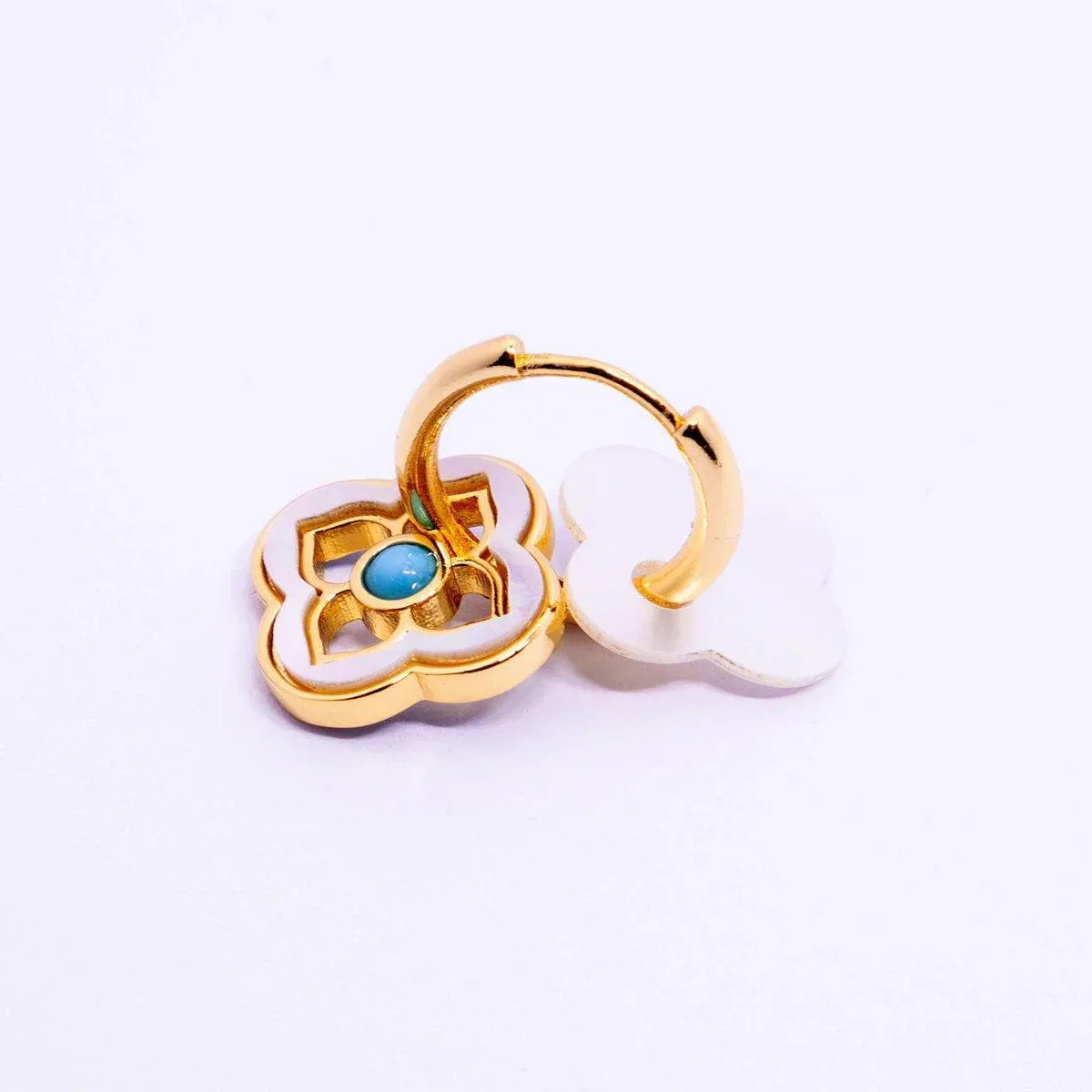 New Chinese Style Multi-Wear Natural Shell Four-Leaf Clover Earrings for Women view 8