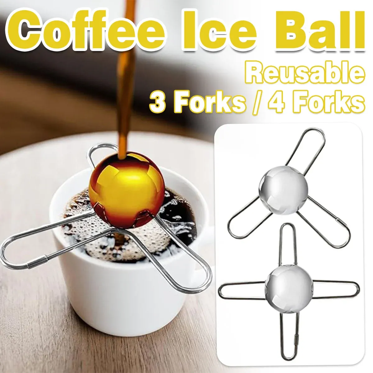 3/4 Forks Stainless Steel Ice Balls Reusable Spherical Whisky Chilling Stones view 2